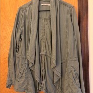 Max Jeans Green Utility Jacket with Waterfall Design